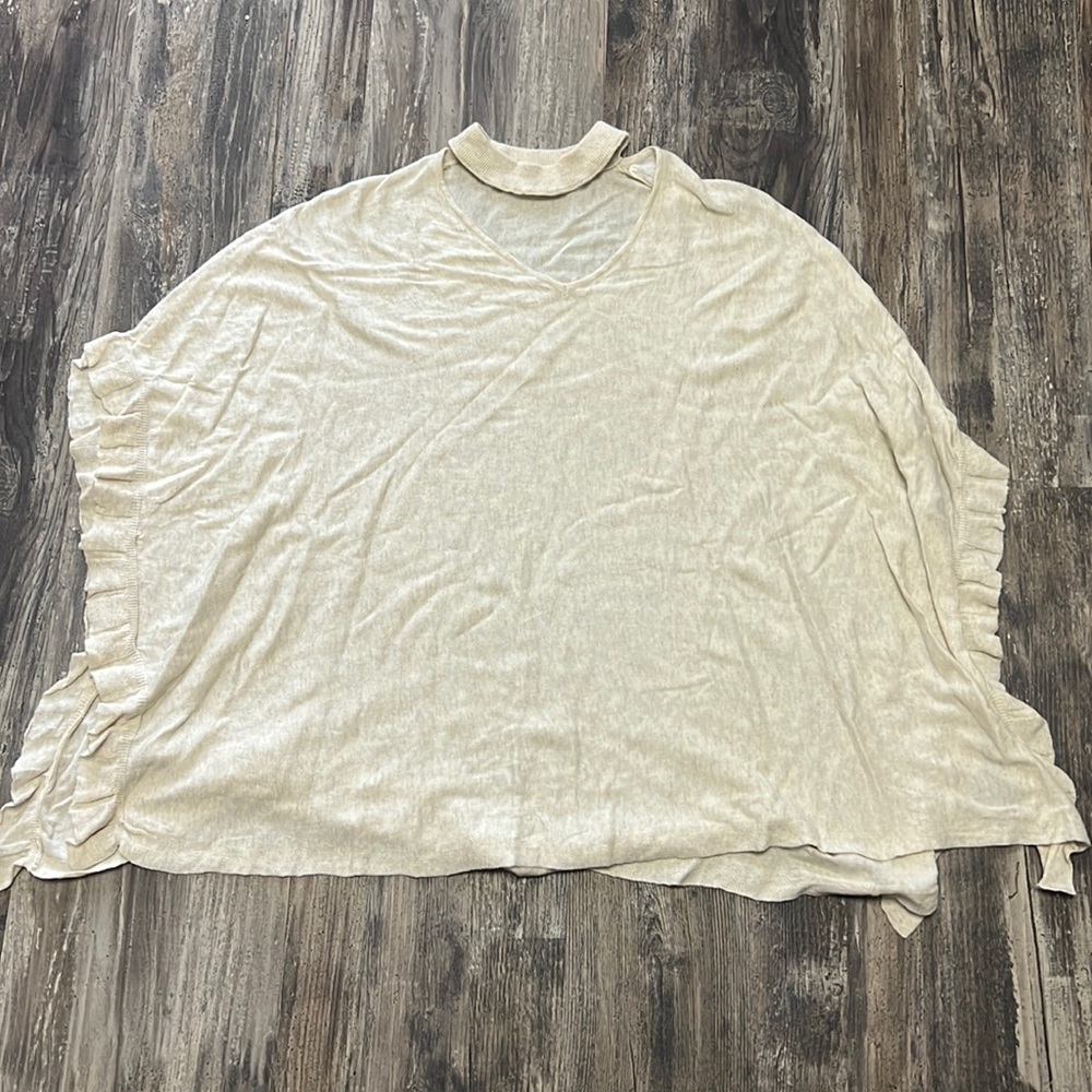 Split Neck Poncho Sweater